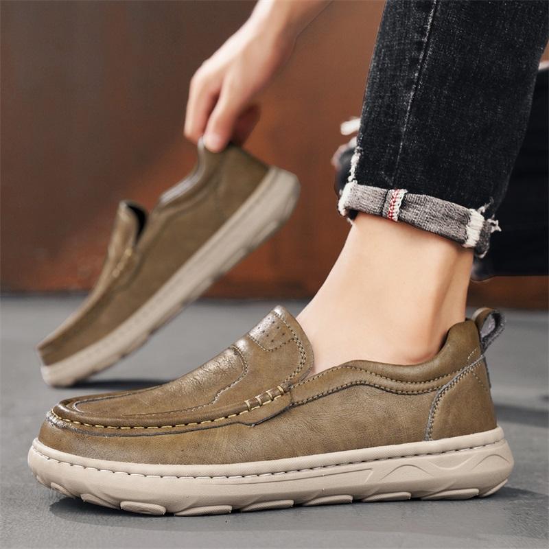 British Style Genuine Leather Men Shoes Trend Comfortable Casual Shoes Outdoor Men Sneakers Moccasins Men Flats Shoes