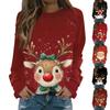 Women's Casual Fashion Christmas Print Long Sleeve O Neck Pullover Top Blouse Sweatshirt