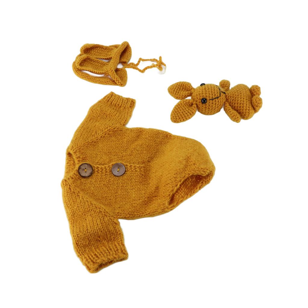 Детские наряды для фотосъемки из пряжи Кролик Милый вязаный реквизит для фотосъемки новорожденных для девочек и мальчиков Желтый