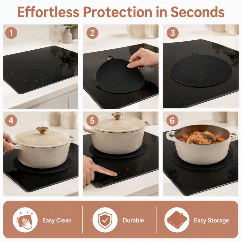 5PCS Round Heat Insulated Pad Black Scratch Proof Pad Cook Top Non Slip Pad Stove Top Protection