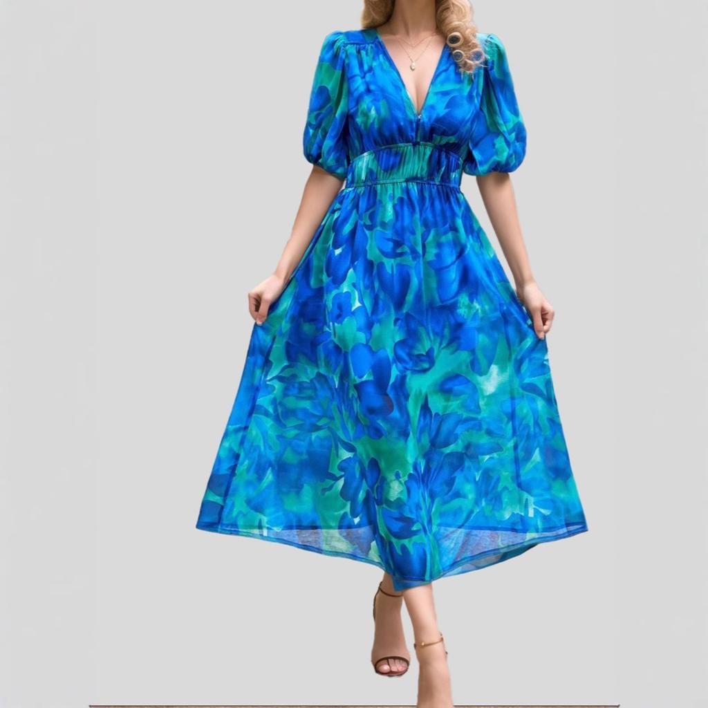 2025 New Fashion Trend Dresses Spring Summer Printed Waist Dresses Fashion Women's