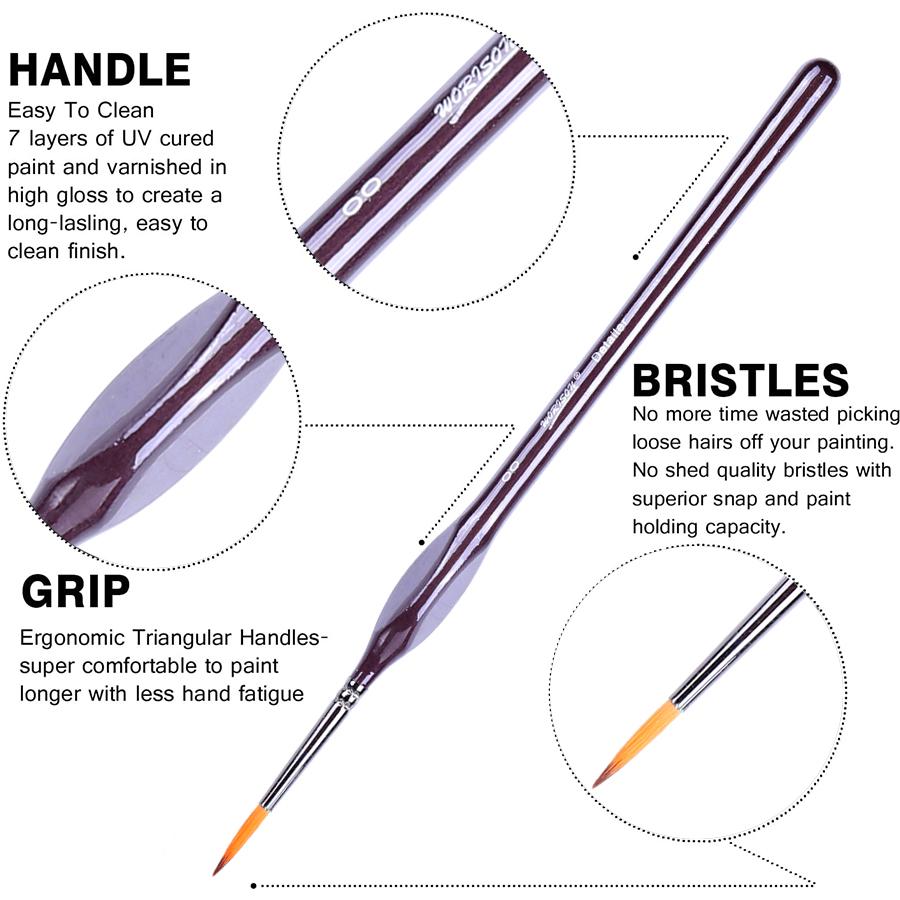 6 шт. Набор кистей для рисования с детализацией, набор кистей для миниатюрной живописи, небольших поделок, мини-моделей, акрила, акварели, масляной живописи