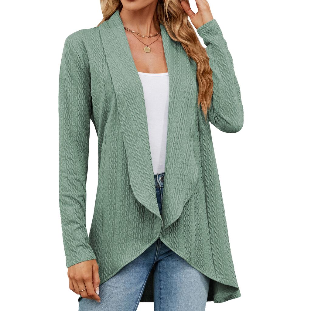 Осенне-зимний женский кардиган, однотонный кардиган с длинными рукавами, свободная вязаная куртка с верхом