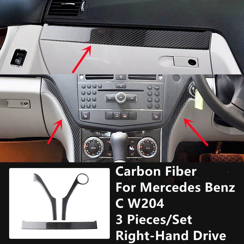 Углеродное волокно, модификация салона автомобиля, накладка, полоски, декоративные наклейки для Mercedes Benz C W204, внутренняя отделка автомобиля
