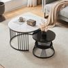 Modern Nesting Coffee Table, Coffee Table Set, High-Gloss Table Top, Marbled, Sofa Side Table, Round Nesting Coffee Table, Set of 2