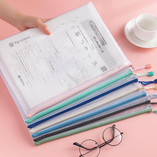 File Bag Large Capacity Storage A4 Files Stationery Carrying Case Transparent Visual Design Portable Document Organizer
