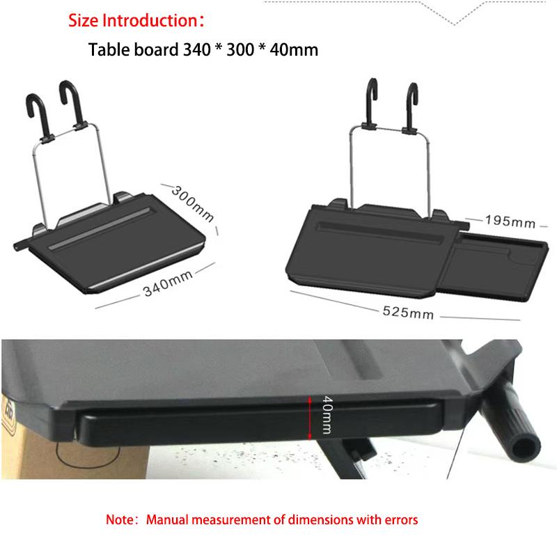 2 In 1 Foldable Car Computer Rack With Drawer Shelf Car Steering Wheel Seat Back Laptop Tray Food Drink Table Holder Stand