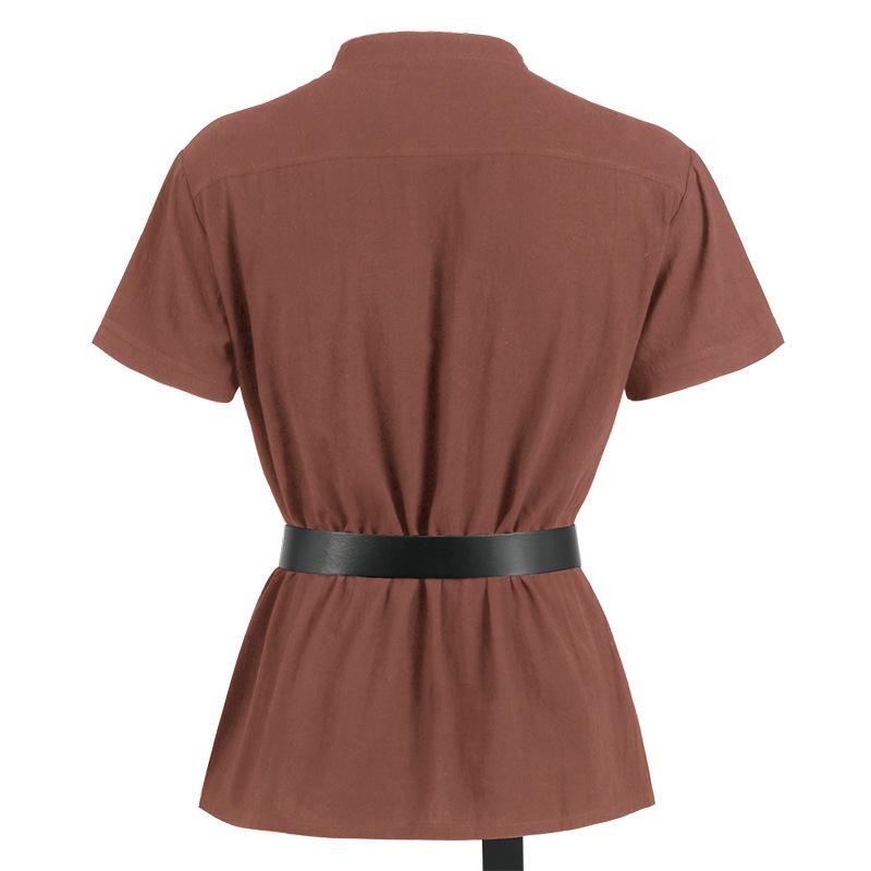 Мужская готическая рубашка с коротким рукавом и бинтами в стиле воина средневековья