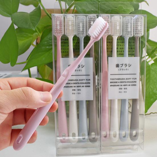 4 шт. Мягкие зубные щетки Extra Soft Щетина Легко держать Удобная ручка Индивидуальный колпачок для головки Пищевой класс Уход за полостью рта Многофункциональные