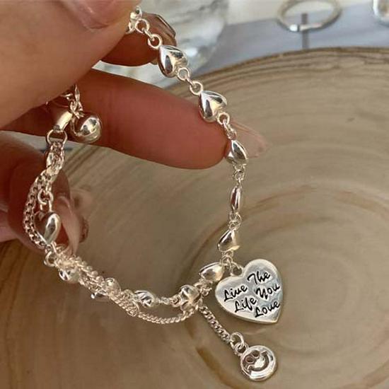 Elegant Niche Silver Bracelet with Concave Square Beads - High-End Luxurious Design