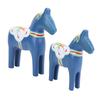 2pcs Hand Painted Swedish Wooden Horse Figurine Dalecarlian Horse Ornaments for Home Wedding Supplies Blue