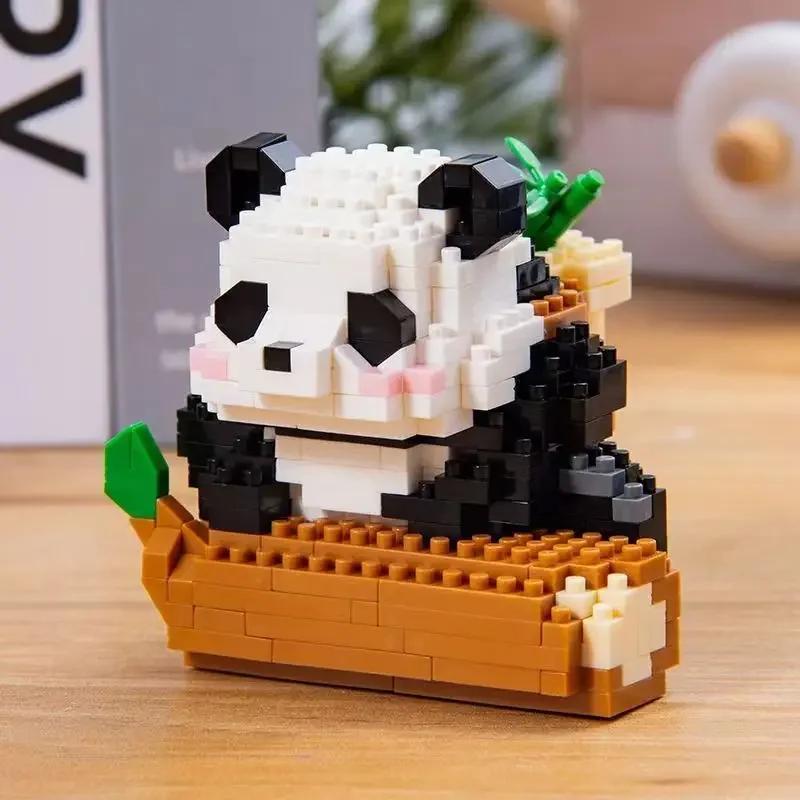 Non-Toxic Creative Mini Cute Panda Micro Building Blocks 3D Diamond Model Animals Bricks Diy City Construction Toys For Children Kids Gift