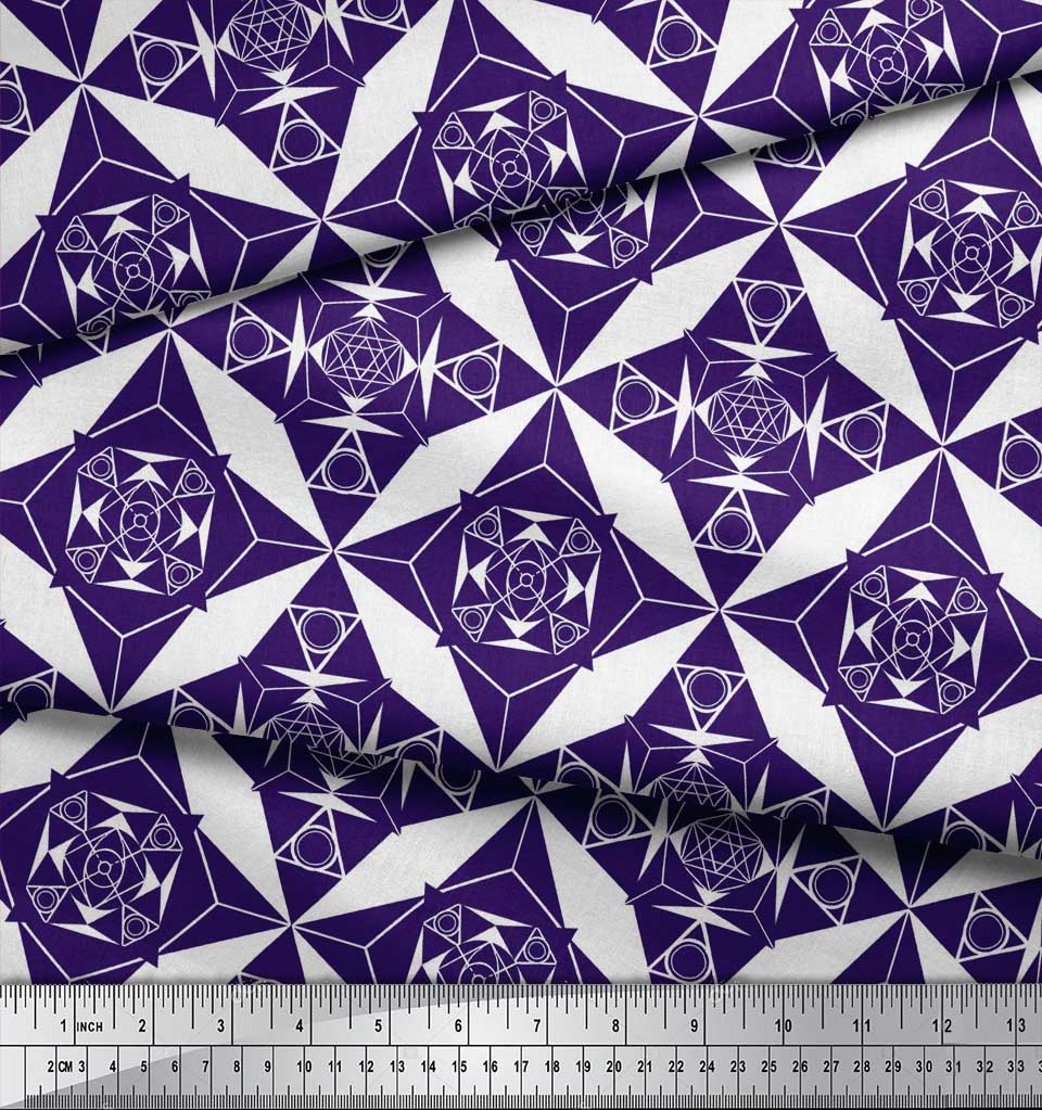 Soimoi Черная японская креп-сатиновая ткань с геометрическим звездным геометрическим принтом, ткань по метрам 42 дюйма