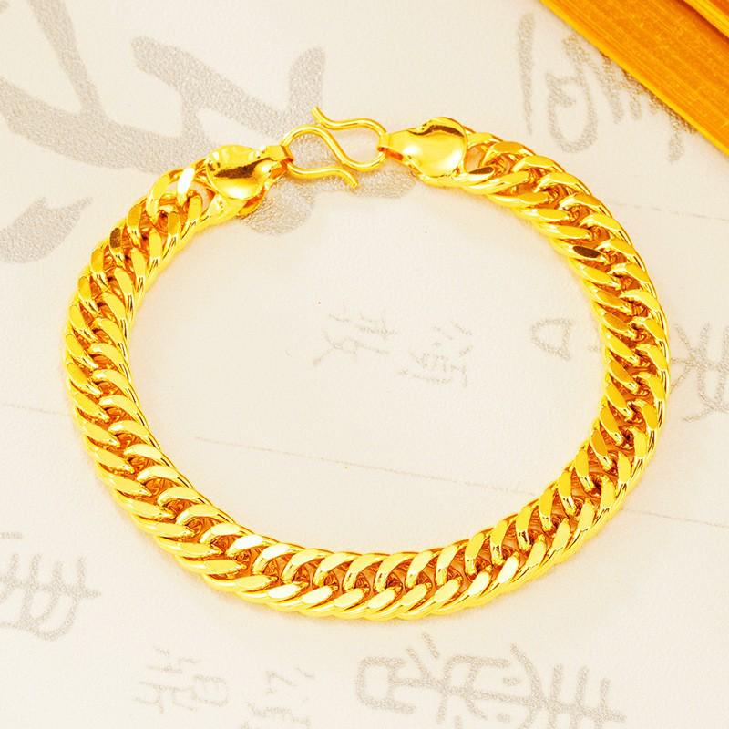 Мужское ретро-колье с двойной пряжкой из искусственного золота с отделкой вьетнамского песочного золота