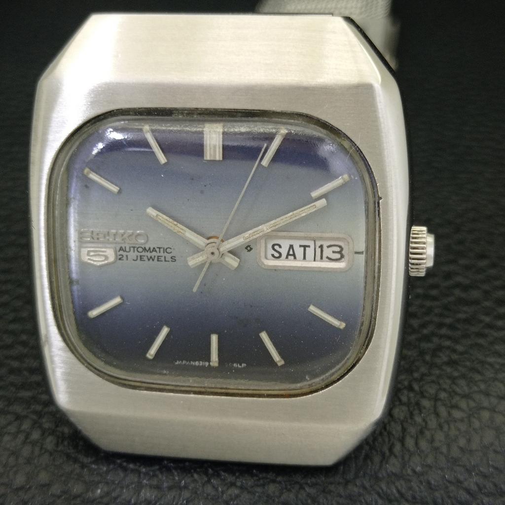 Seiko 5 АВТОМАТИЧЕСКИХ ЯПОНИЯ 6319A МУЖСКИЕ ВИНТАЖНЫЕ ОРИГИНАЛЬНЫЙ ЦИФЕРБЛАТ ЧАСЫ a702391-5