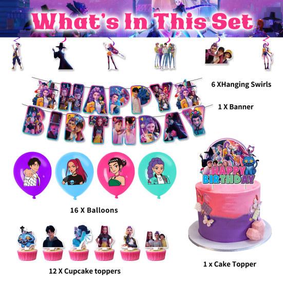 Набор украшений на день рождения Охотников на демонов Тема аниме Принадлежности для вечеринки «С днем рождения» с баннером, топперами для торта, фоном для детей и фанатов