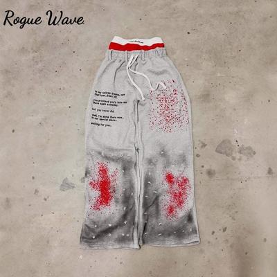 RogueWave Харадзюку Уличный Грязный стиль Мода Брюки с двойной талией С высокой талией Джоггеры Со шнурком Спортивные штаны Свободные Брюки карго