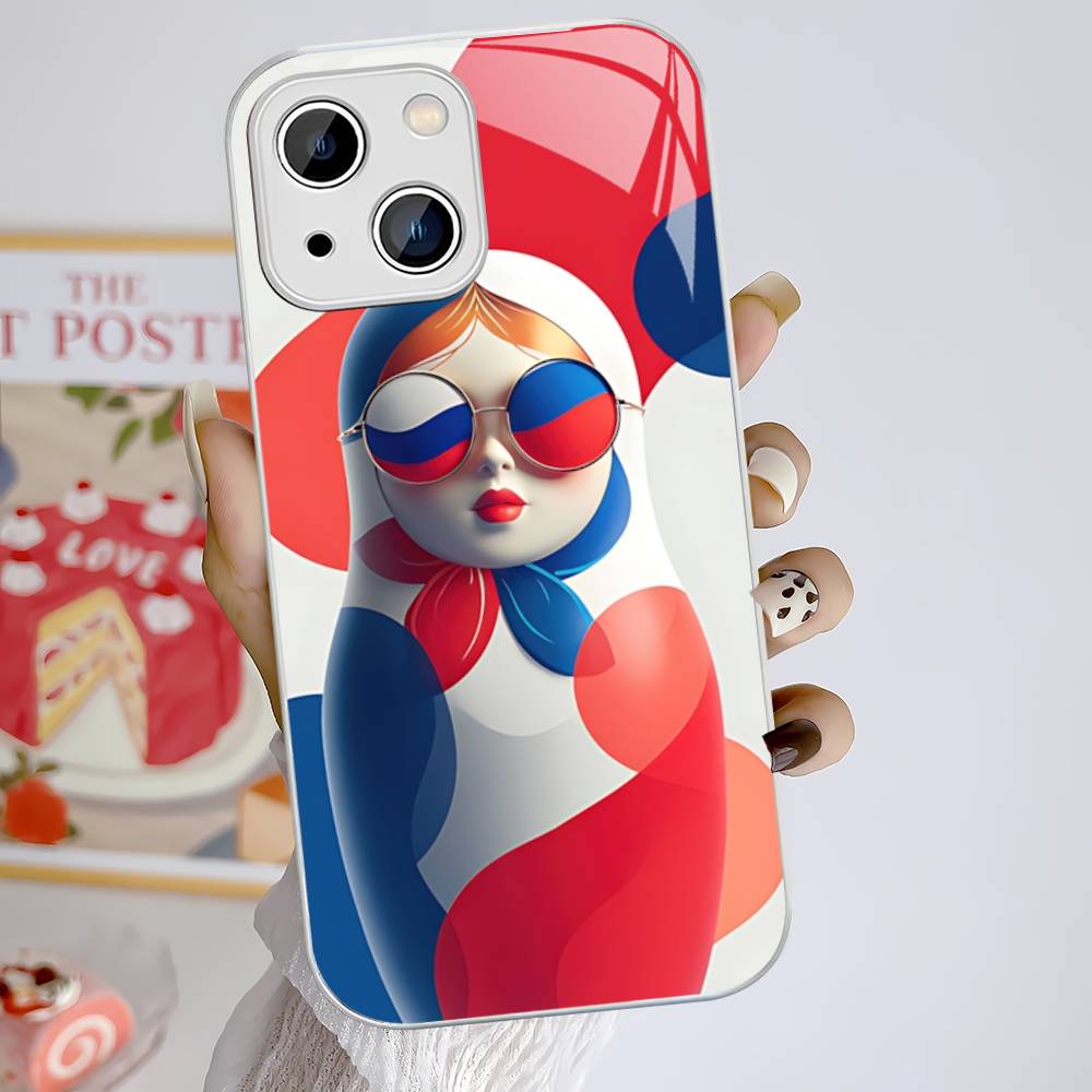 Классическая Матрешка Чехол из Закаленного Стекла для IPhone 14 13 12 Mini 11 Pro XS Max X XR 14 Plus