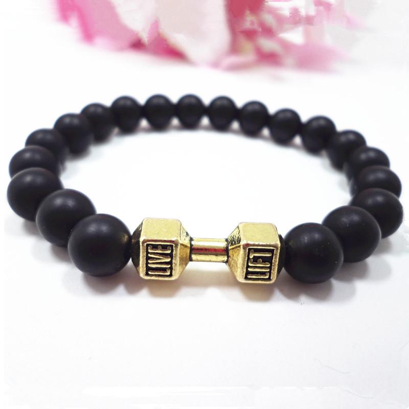 S460 hot-selling jewelry, volcanic stone bracelet, lava bracelet, metal dumbbell accessories, Yiwu small commodities