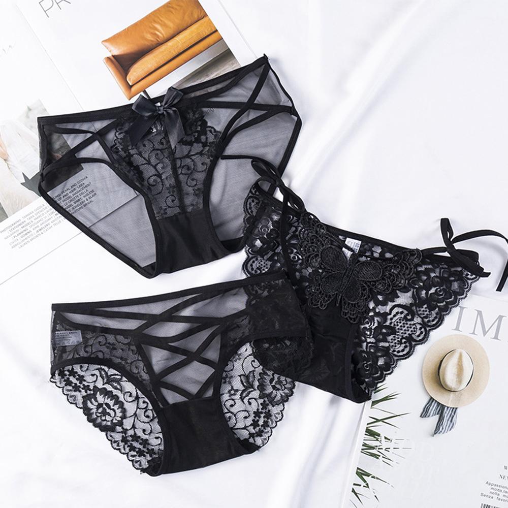 Seamless Fashion Hoolow Transparent Low waist Mesh Lingerie Sexy Briefs Lace Panties