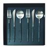 Набор столовых приборов Cutipol GOA Dinner Set Dinner 2 2 в подарочной коробке x 6 штук (2 Ножа, Вилки, Ложки) (Черное серебро)