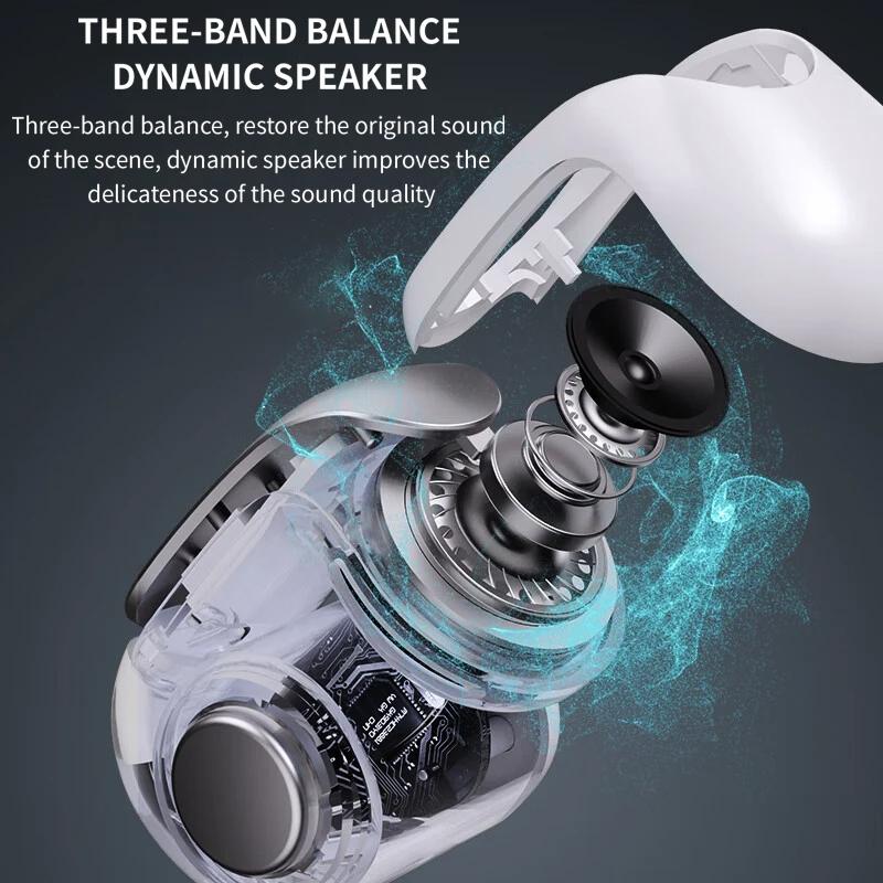 New V12 Earphones Wireless Bluetooth 5.3 Open Headsets HiFi Stereo Sport Earbuds HD Mic Call Ear Clip Headphones