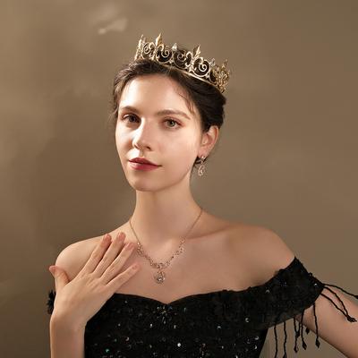 Классические ювелирные изделия ретро королевская корона круглая золотая корона из сплава со стразами для мужчин и женщин головной убор для вечеринок и танцев