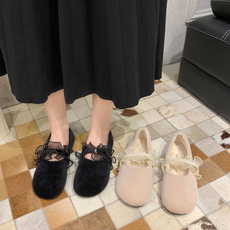 Женская обувь 2024 года, новые женские туфли на плоской подошве с круглым носком, плюшевые флиса для тепла, однотонные, повседневные, удобные туфли на плоской подошве, лоферы