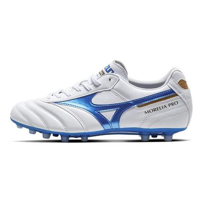 MORELIA 2 AG Резиновые Шипы Короткие Шипы Износостойкие Футбольные Бутсы Мужские Бело-Синие Mizuno P1GA241425