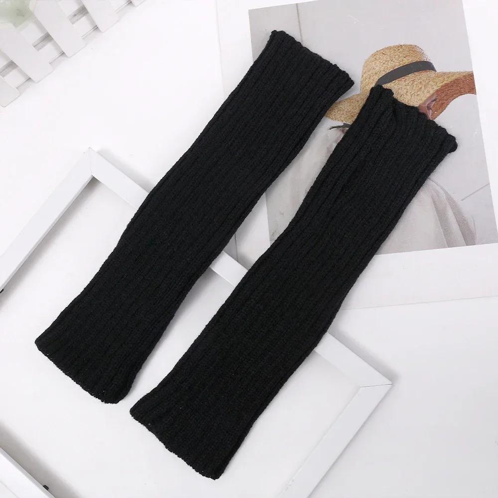 Women Knitted Arm Warmer Long Fingerless Gloves Mitten Winter Solid Arm Sleeve Fashion Casual Soft Girls Clothes Punk Gloves