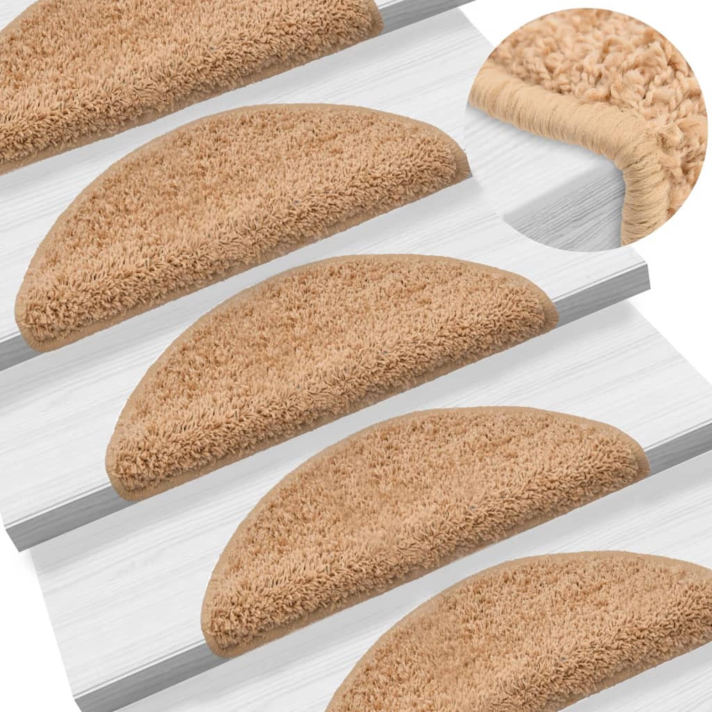 Stair Treads 10 pcs 56 x 17 x 3 cm Beige Semi circular