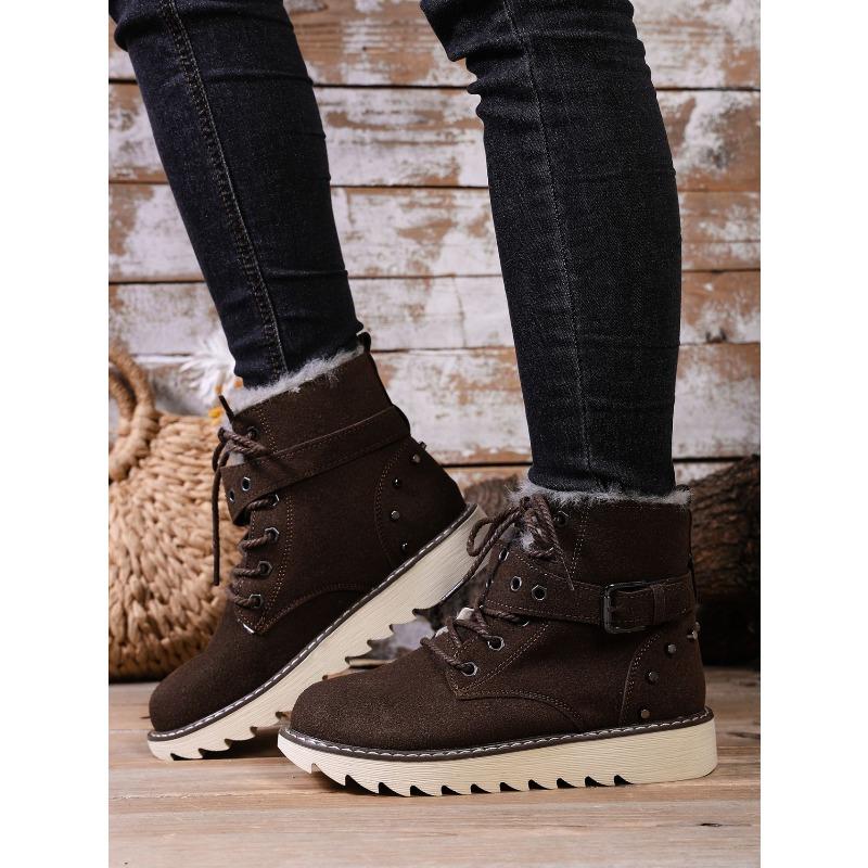 Теплые хлопковые туфли из утолщенного бархата с пересечением границ, новые зимние импортные повседневные ботинки большого размера со шнуровкой спереди из хлопка