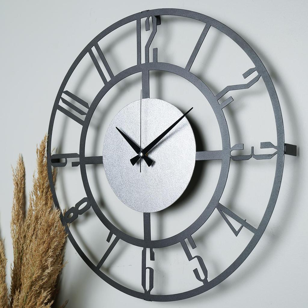 MUYIKA A Bunnela Silver, Red, Black Metal Color Wall Clock 50x50cm MDS-50