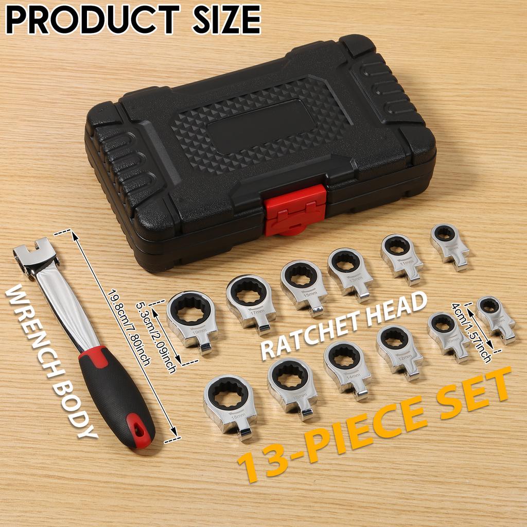 Быстрозажимной трещоточный ключ 8–19 мм Хром-ванадиевая сталь Набор трещоточных ключей 12 в 1 Трещоточный ключ с гибкой головкой Авторемонт Слесарный инструмент