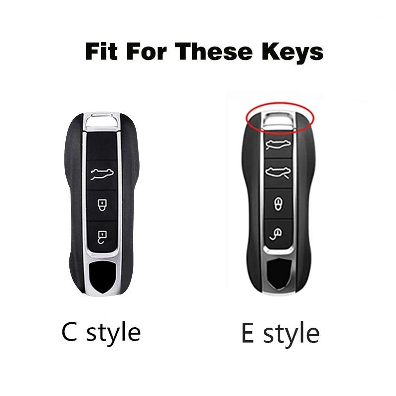 hbcr1 Metal Leather Car Key Case Cover Key Protect Shell For Porsche Macan Cayenne 718 Cayman Boxster Panamera 911 Accessories Sticker