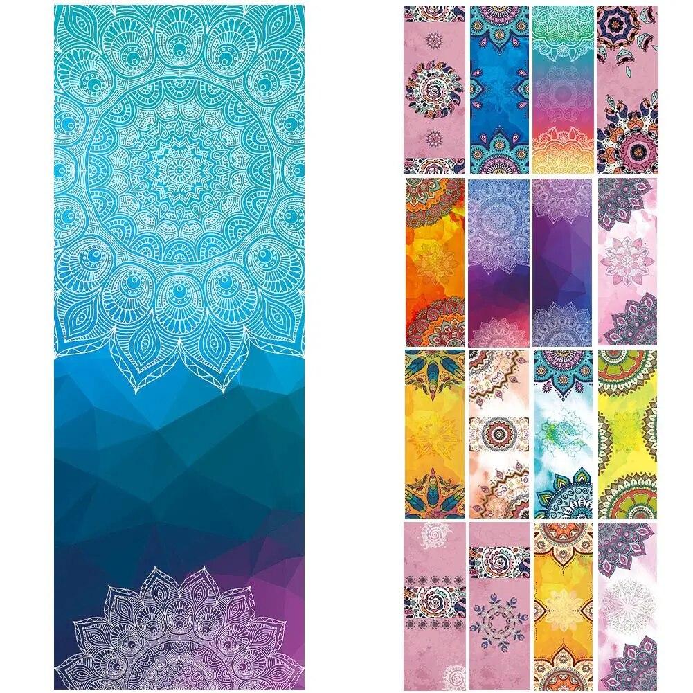 Полотенца для йоги, микрофибра с принтом для фитнеса, спортивные путешествия, быстросохнущий впитывающий пот коврик для тренировок, чехол для пилатеса, тренажерного зала, одеяло для йоги