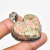 Unakite Gemstone Handmade 925 Silver Plated Jewelry Pendant 1.70"