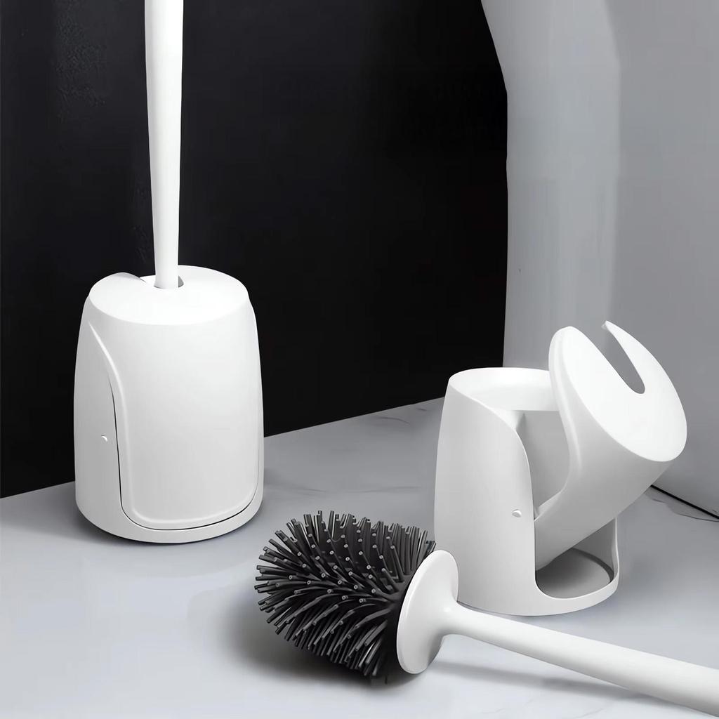 Long Handle Toilet Brush Set with Grip Handle Plastic Handle TPR for Grout Scrubbing and Bathroom Cleaning