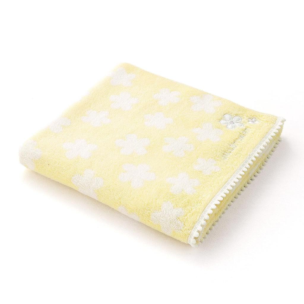JILL STUART Colore Bath Towel, Yellow Flower, Fluffy Cotton, 58-1893350, Approx. 60 x 120 cm