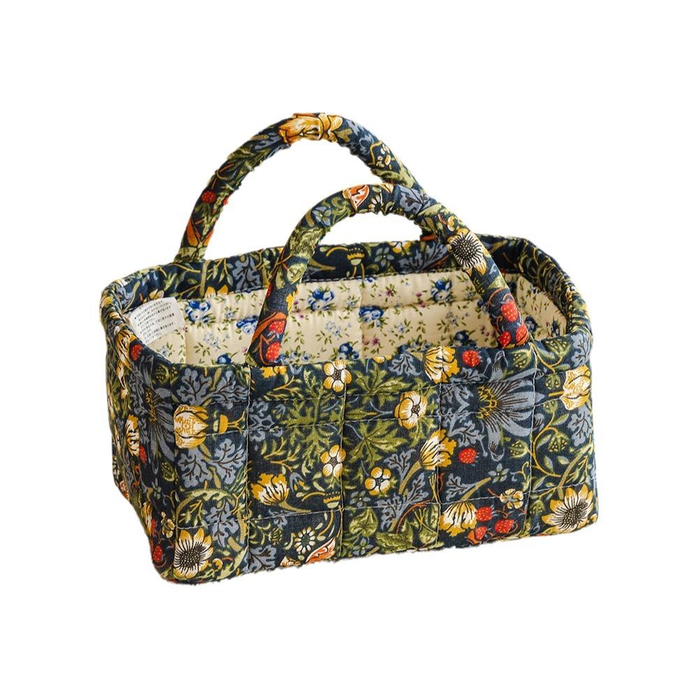 Large Capacity Storage Basket Floral Pattern Shopper Bag Fabric Laundry Basket Desktop Storage