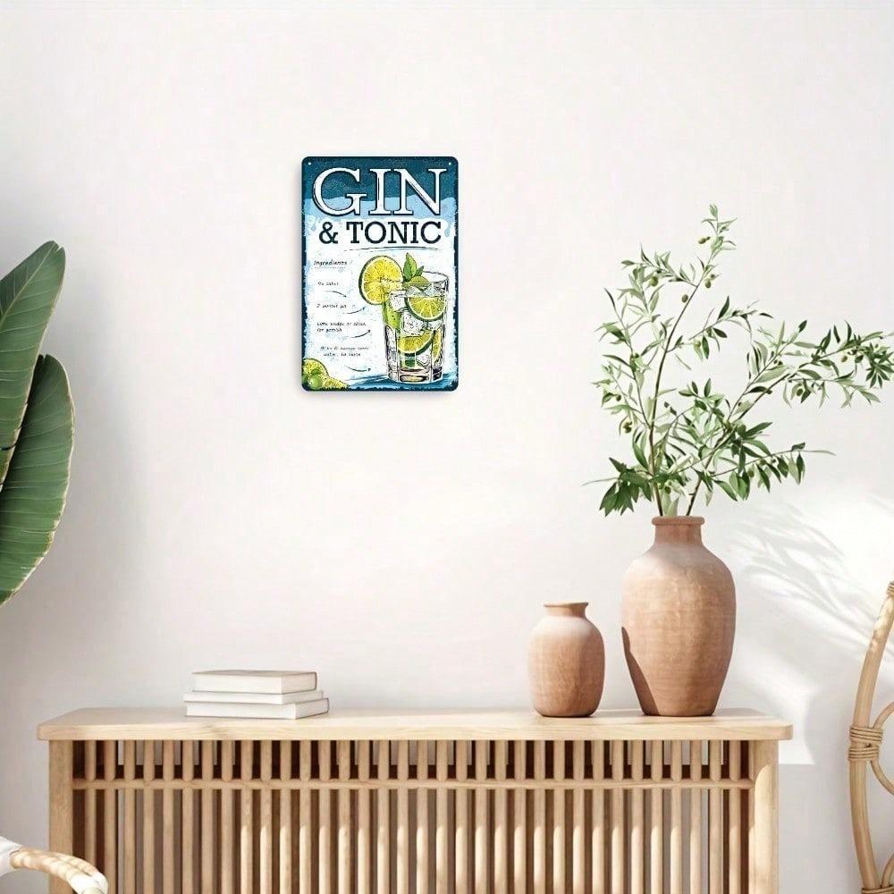 Ретро Металлическая Вывеска Gin Tonic Roostertail Винтажное Настенное Искусство для Бара Кухни Домашний Декор 8x12 дюймов