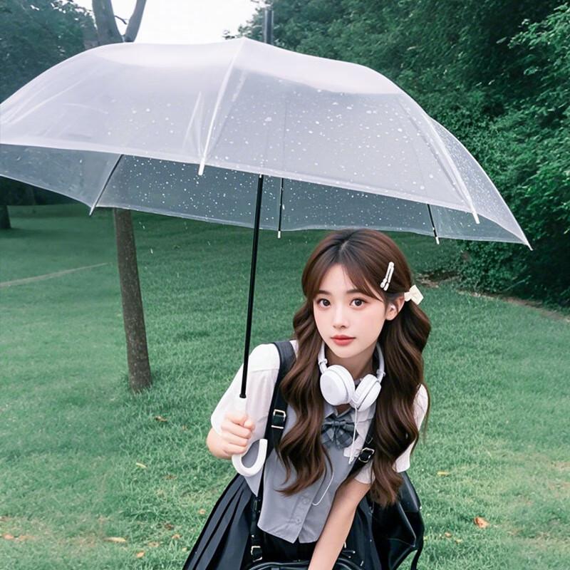 NANQIAO Большой прозрачный зонт-трость с двойным куполом