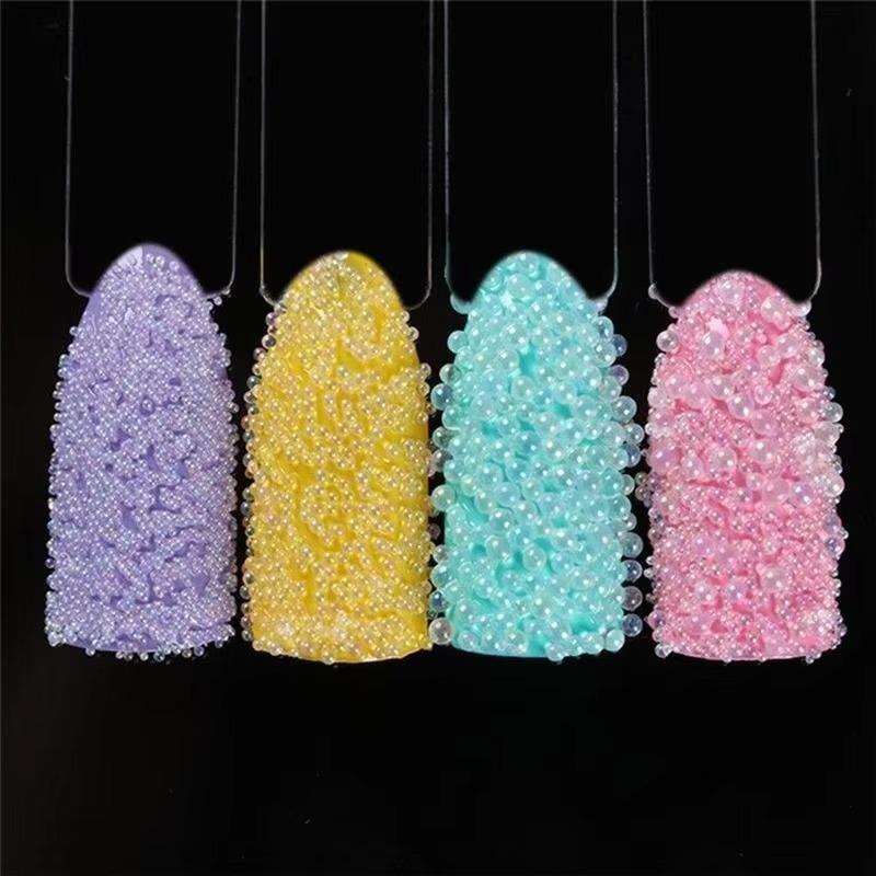 3 шт. икорные цветные стеклянные бусины для дизайна ногтей с бриллиантами, прозрачные белые украшения, аксессуары для ногтей