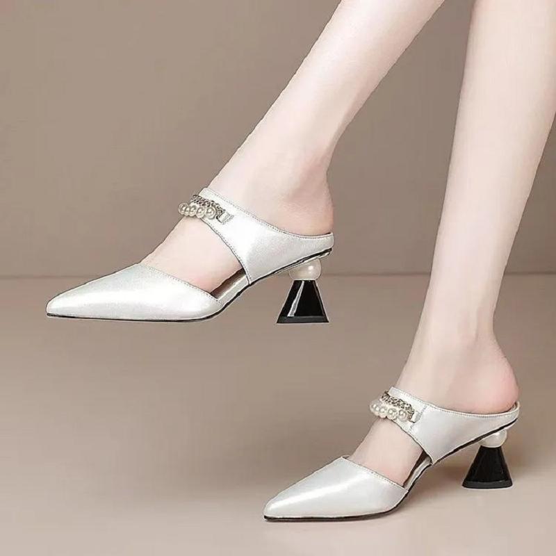 Женские милые туфли-слипоны на квадратном каблуке, легкие, с острым носом, для весны и лета, женские крутые, сексуальные, для вечеринок, клубов, сандалии ab603