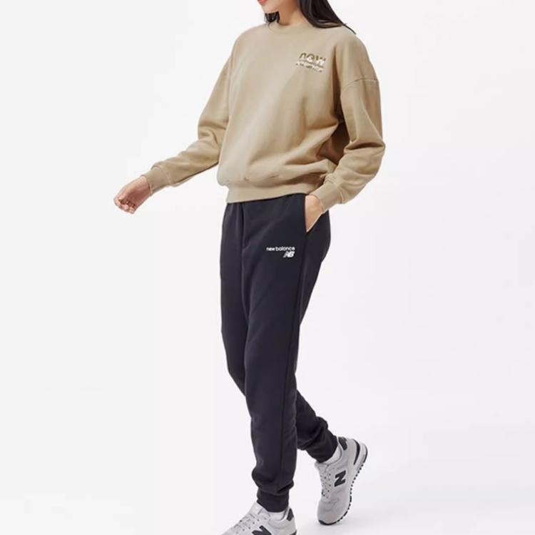New Balance Толстовки Женские Хаки Круглый вырез Умеренный Обычный AWT13349-HNA