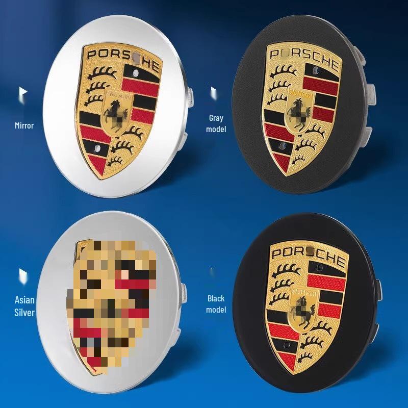 Совместимые колпачки на диски Porsche для Cayenne, 911, Panamera, Macan - Цветной логотип, Центральные колпачки на шины
