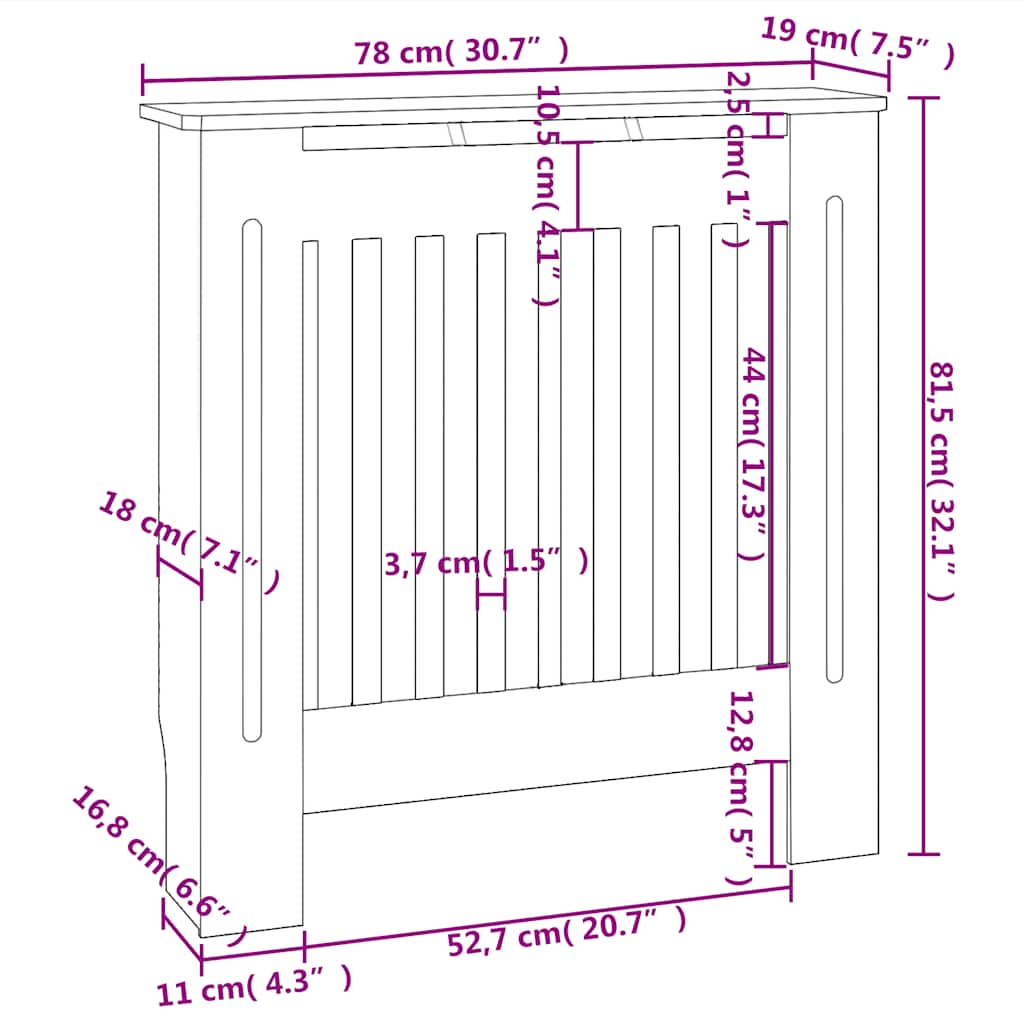Wood Based Radiator Cover White 78 cm