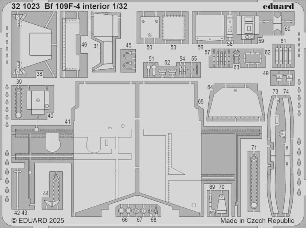 eduard Parts Plastic Model Parts EDU321023 1/32 Bf109F-4 Photo-etched (for Hasegawa) (Airplane)