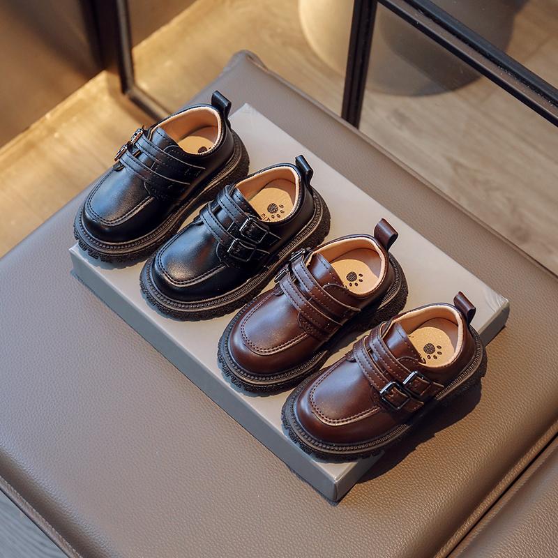 Spring and Autumn Kids Leather Shoes Casual School Boys Girls Single Shoe Toddler Black Brown Round Toe Casual Shoes for Kids