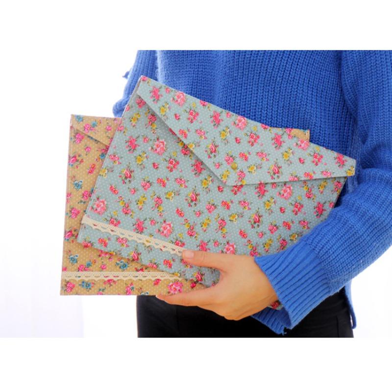 1 шт., сумка для документов из ткани с цветочным принтом, сумка для пресс-файлов, канцелярские принадлежности, школьный офис, Эсколар Papelaria